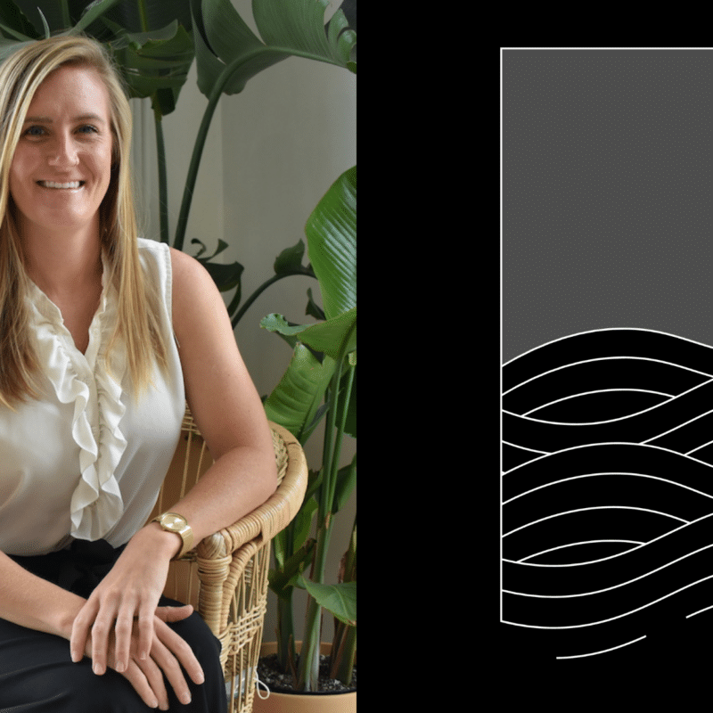 Rachel Gerdin photo and Caspersen Brothers "wave" logo