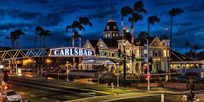 Captivating Nighttime View of the Carlsbad Sign